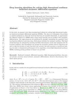 Deep learning algorithms for solving high dimensional nonlinear backward
  stochastic differential equations