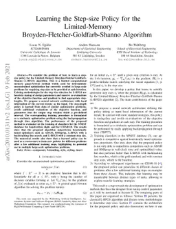 Learning the Step-size Policy for the Limited-Memory
  Broyden-Fletcher-Goldfarb-Shanno Algorithm