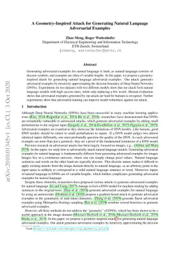 A Geometry-Inspired Attack for Generating Natural Language Adversarial
  Examples