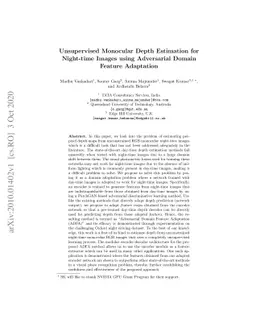 Unsupervised Monocular Depth Estimation for Night-time Images using
  Adversarial Domain Feature Adaptation