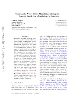 Uncertainty-Aware Multi-Modal Ensembling for Severity Prediction of
  Alzheimer's Dementia