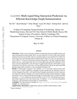 SumGNN: Multi-typed Drug Interaction Prediction via Efficient Knowledge
  Graph Summarization