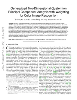 Generalized Two-Dimensional Quaternion Principal Component Analysis with
  Weighting for Color Image Recognition
