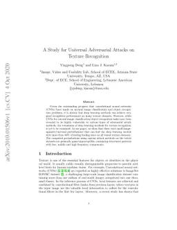 A Study for Universal Adversarial Attacks on Texture Recognition