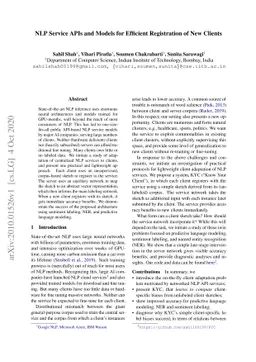 NLP Service APIs and Models for Efficient Registration of New Clients