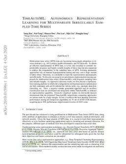 TimeAutoML: Autonomous Representation Learning for Multivariate
  Irregularly Sampled Time Series