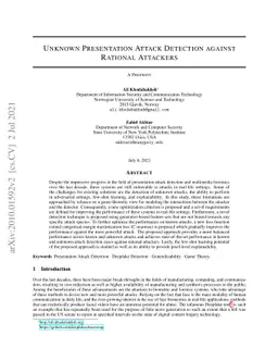 Unknown Presentation Attack Detection against Rational Attackers