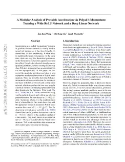 A Modular Analysis of Provable Acceleration via Polyak's Momentum:
  Training a Wide ReLU Network and a Deep Linear Network