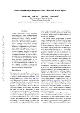 Generating Dialogue Responses from a Semantic Latent Space