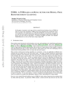 FORK: A Forward-Looking Actor For Model-Free Reinforcement Learning