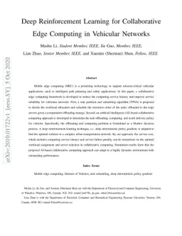 Deep Reinforcement Learning for Collaborative Edge Computing in
  Vehicular Networks