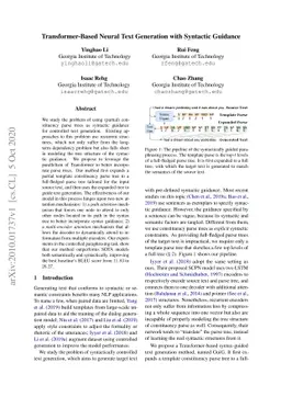 Transformer-Based Neural Text Generation with Syntactic Guidance