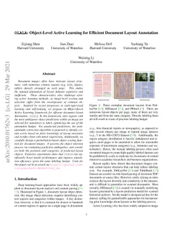 OLALA: Object-Level Active Learning for Efficient Document Layout
  Annotation
