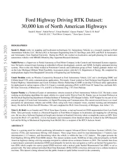 Ford Highway Driving RTK Dataset: 30,000 km of North American Highways