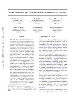 Can we Generalize and Distribute Private Representation Learning?