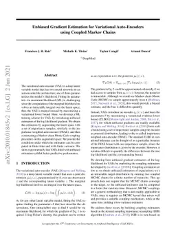 Unbiased Gradient Estimation for Variational Auto-Encoders using Coupled
  Markov Chains