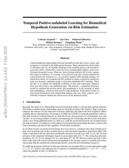 Temporal Positive-unlabeled Learning for Biomedical Hypothesis
  Generation via Risk Estimation