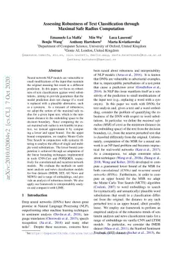 Assessing Robustness of Text Classification through Maximal Safe Radius
  Computation