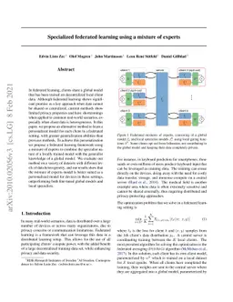 Specialized federated learning using a mixture of experts