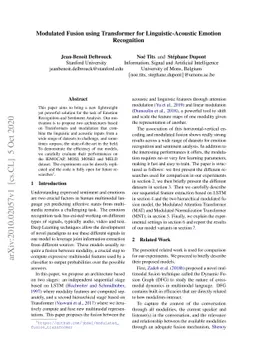 Modulated Fusion using Transformer for Linguistic-Acoustic Emotion
  Recognition