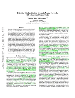 Detecting Misclassification Errors in Neural Networks with a Gaussian
  Process Model