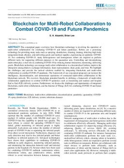 Blockchain for Multi-Robot Collaboration to Combat COVID-19 and Future
  Pandemics