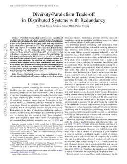 Diversity/Parallelism Trade-off in Distributed Systems with Redundancy