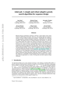 AdaLead: A simple and robust adaptive greedy search algorithm for
  sequence design