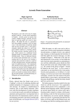 Acrostic Poem Generation