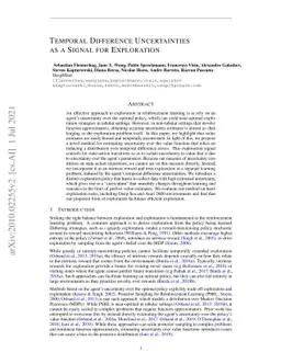 Temporal Difference Uncertainties as a Signal for Exploration