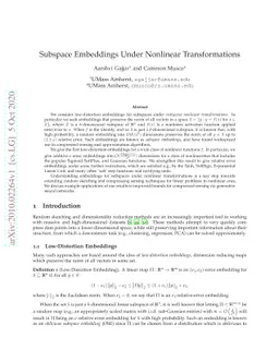Subspace Embeddings Under Nonlinear Transformations