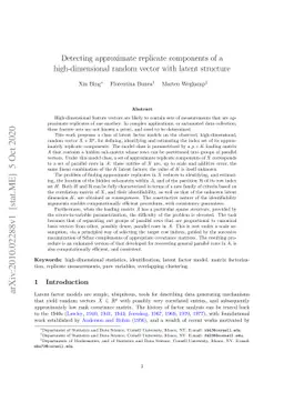 Detecting approximate replicate components of a high-dimensional random
  vector with latent structure