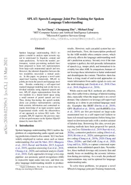 SPLAT: Speech-Language Joint Pre-Training for Spoken Language
  Understanding