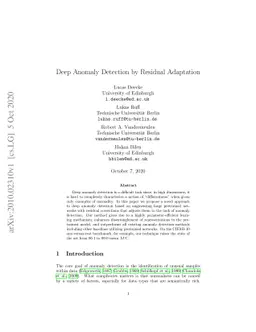 Deep Anomaly Detection by Residual Adaptation
