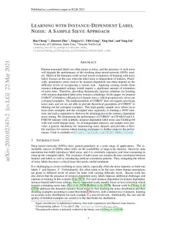 Learning with Instance-Dependent Label Noise: A Sample Sieve Approach