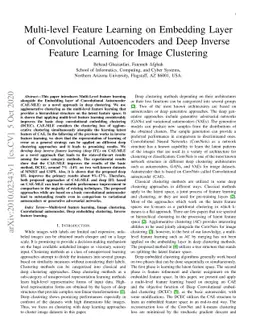 Multi-level Feature Learning on Embedding Layer of Convolutional
  Autoencoders and Deep Inverse Feature Learning for Image Clustering