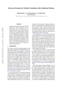 Inference Strategies for Machine Translation with Conditional Masking