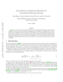 Lower Bounds and Optimal Algorithms for Personalized Federated Learning