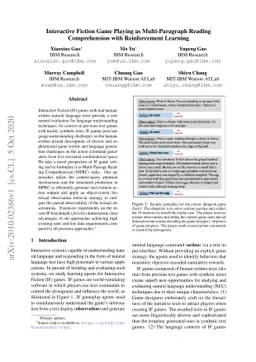 Interactive Fiction Game Playing as Multi-Paragraph Reading
  Comprehension with Reinforcement Learning