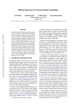 Efficient Inference For Neural Machine Translation