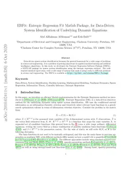 ERFit: Entropic Regression Fit Matlab Package, for Data-Driven System
  Identification of Underlying Dynamic Equations