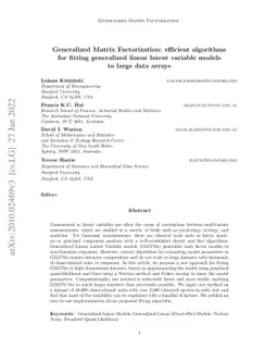Generalized Matrix Factorization: efficient algorithms for fitting
  generalized linear latent variable models to large data arrays