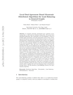 Local Deal-Agreement Based Monotonic Distributed Algorithms for Load
  Balancing in General Graphs