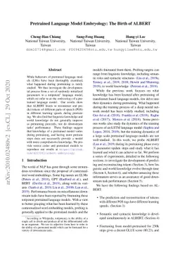 Pretrained Language Model Embryology: The Birth of ALBERT