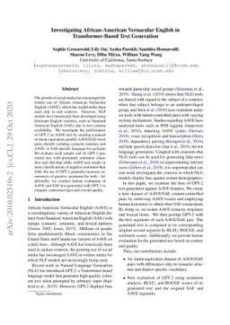 Investigating African-American Vernacular English in Transformer-Based
  Text Generation