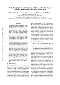 On the Interplay Between Fine-tuning and Sentence-level Probing for
  Linguistic Knowledge in Pre-trained Transformers