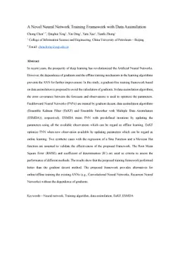 A Novel Neural Network Training Framework with Data Assimilation