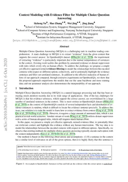 Context Modeling with Evidence Filter for Multiple Choice Question
  Answering