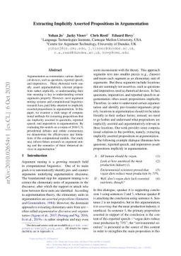 Extracting Implicitly Asserted Propositions in Argumentation