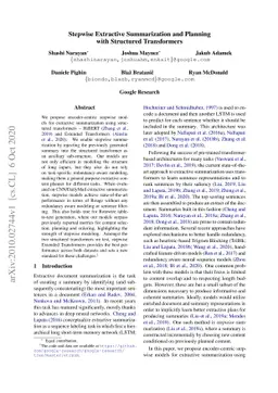 Stepwise Extractive Summarization and Planning with Structured
  Transformers